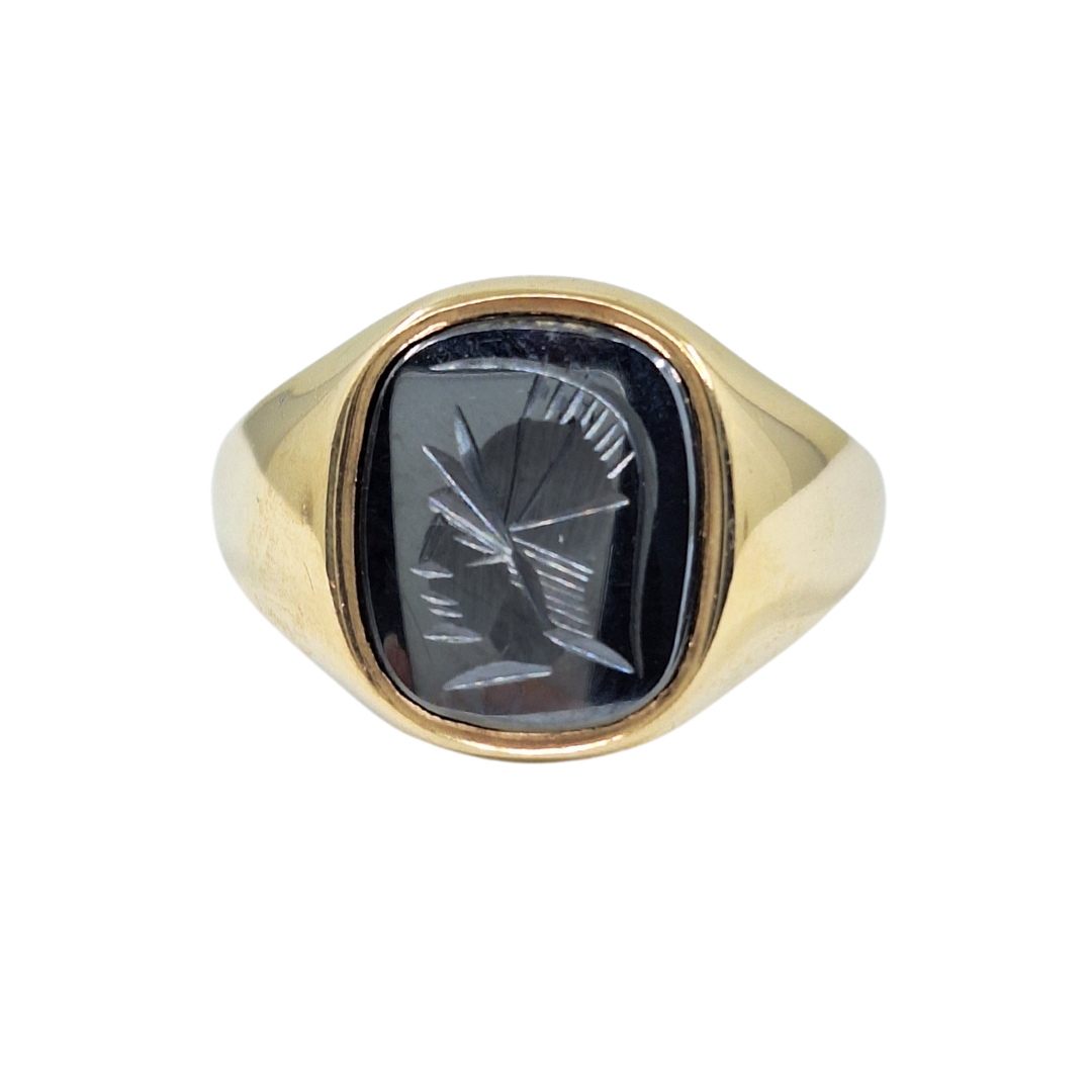 9ct Yellow Gold Hematite Signet Ring