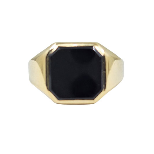 9ct Yellow Gold Octagon Shape Onyx Signet Ring