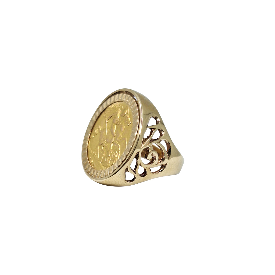 9ct Yellow Gold Half Sovereign Ring