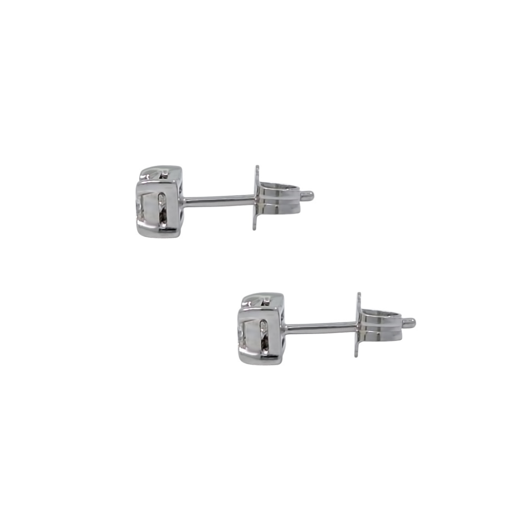 18ct White Gold Diamond Princess Cut Solitaire Earrings