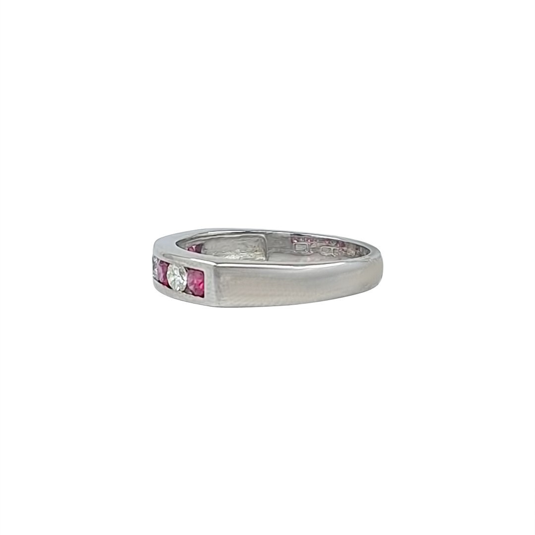 18ct White Gold Ruby & Diamond Half Eternity Ring