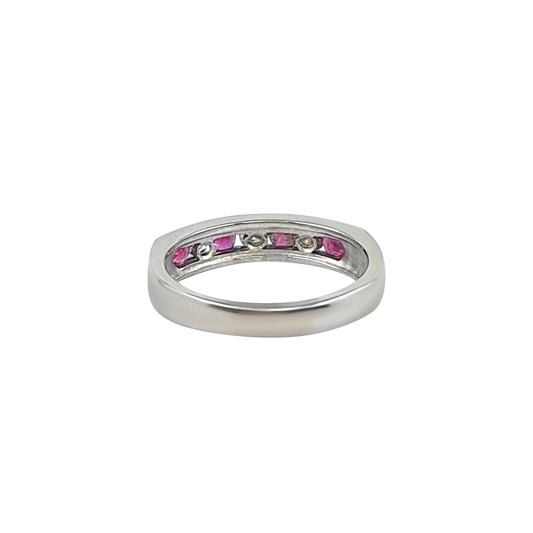 18ct White Gold Ruby & Diamond Half Eternity Ring