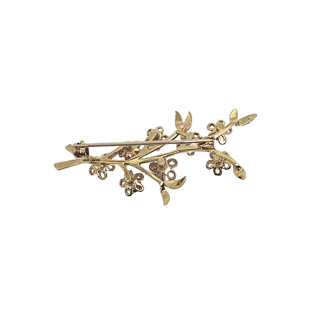 9ct Yellow Gold Multi Gemstone Flower Brooch