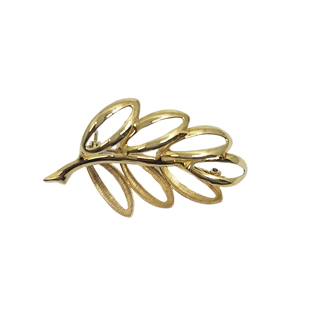 9ct Yellow Gold Leaf Brooch