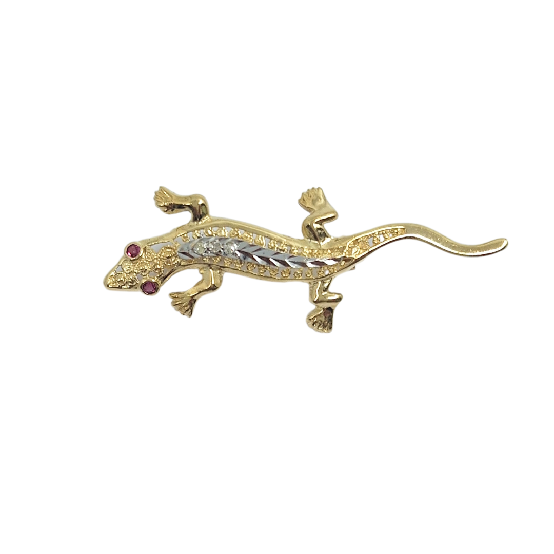 9ct Yellow Gold Lizard Brooch