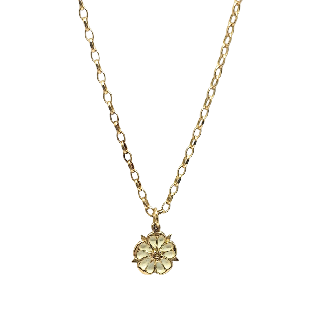 9ct Yellow Gold Flower Pendant & Chain