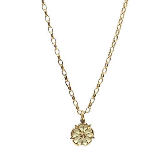 9ct Yellow Gold Flower Pendant & Chain