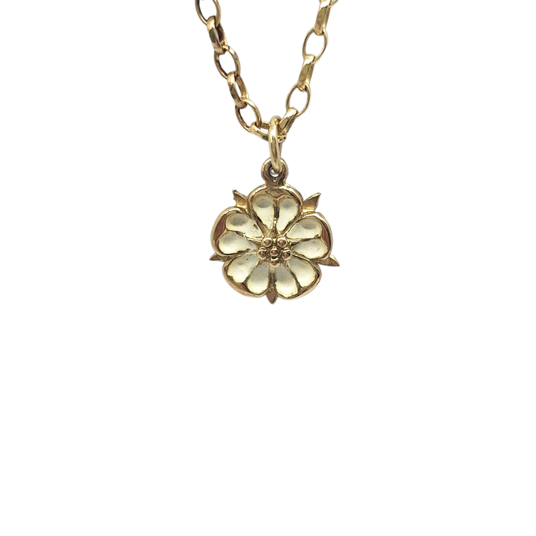 9ct Yellow Gold Flower Pendant & Chain