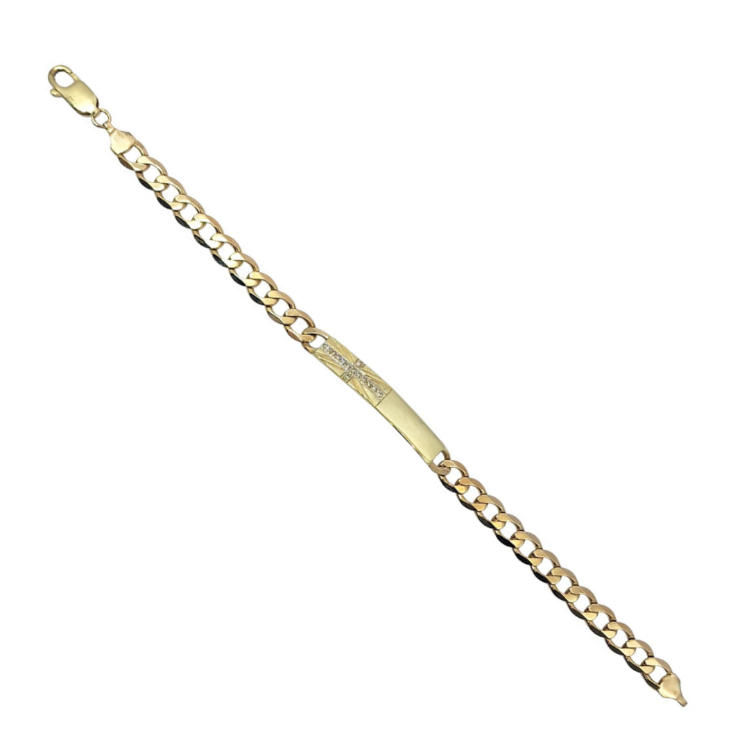 9ct Yellow Gold Diamond set Union Jack ID Bracelet