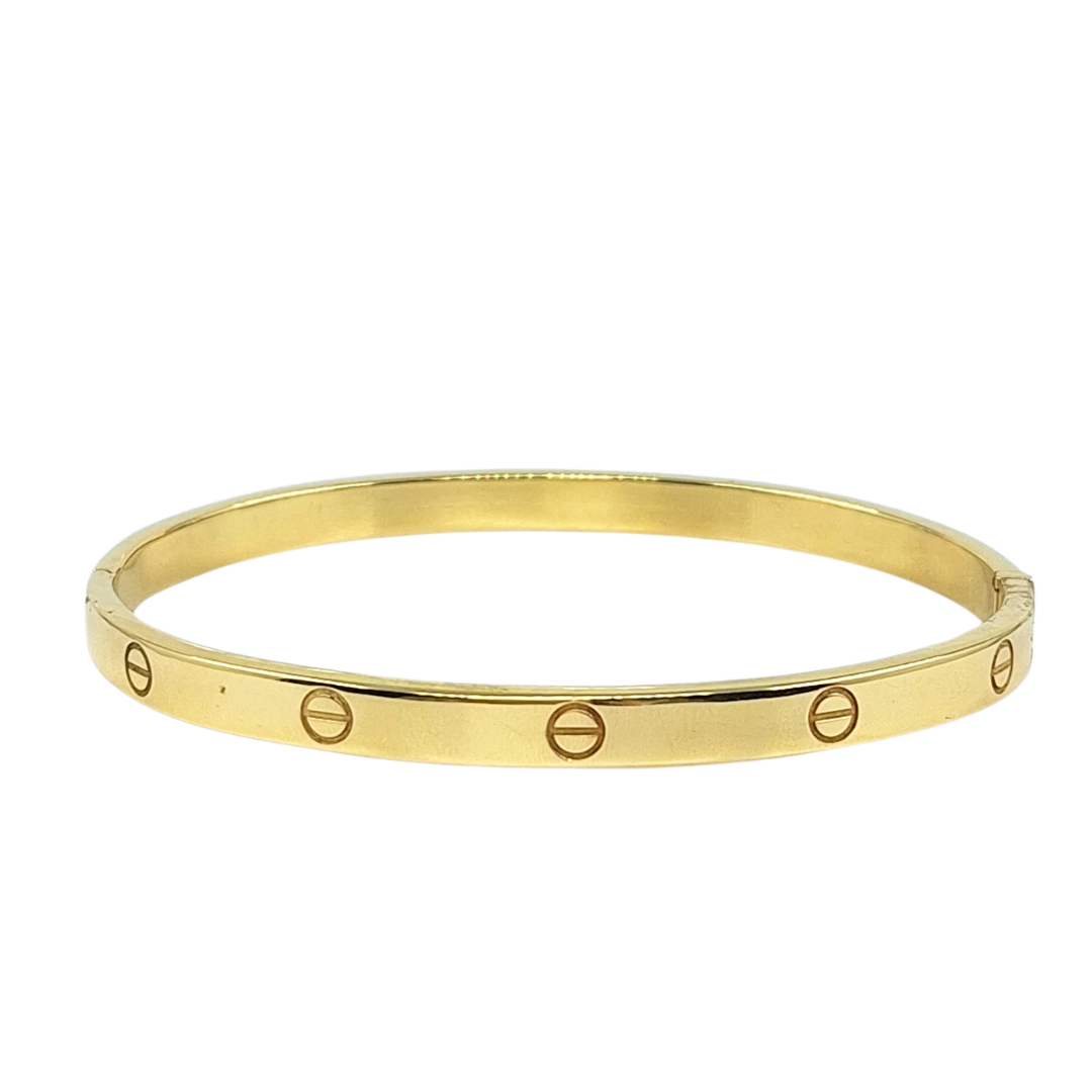 18ct Yellow Gold Gents Cartier Style Hollow Bangle