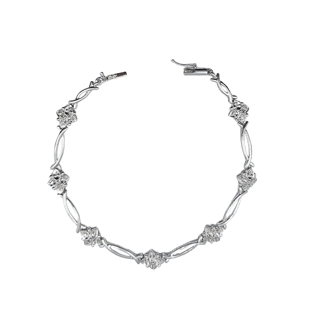 9ct White Gold Diamond Bracelet 7.5"