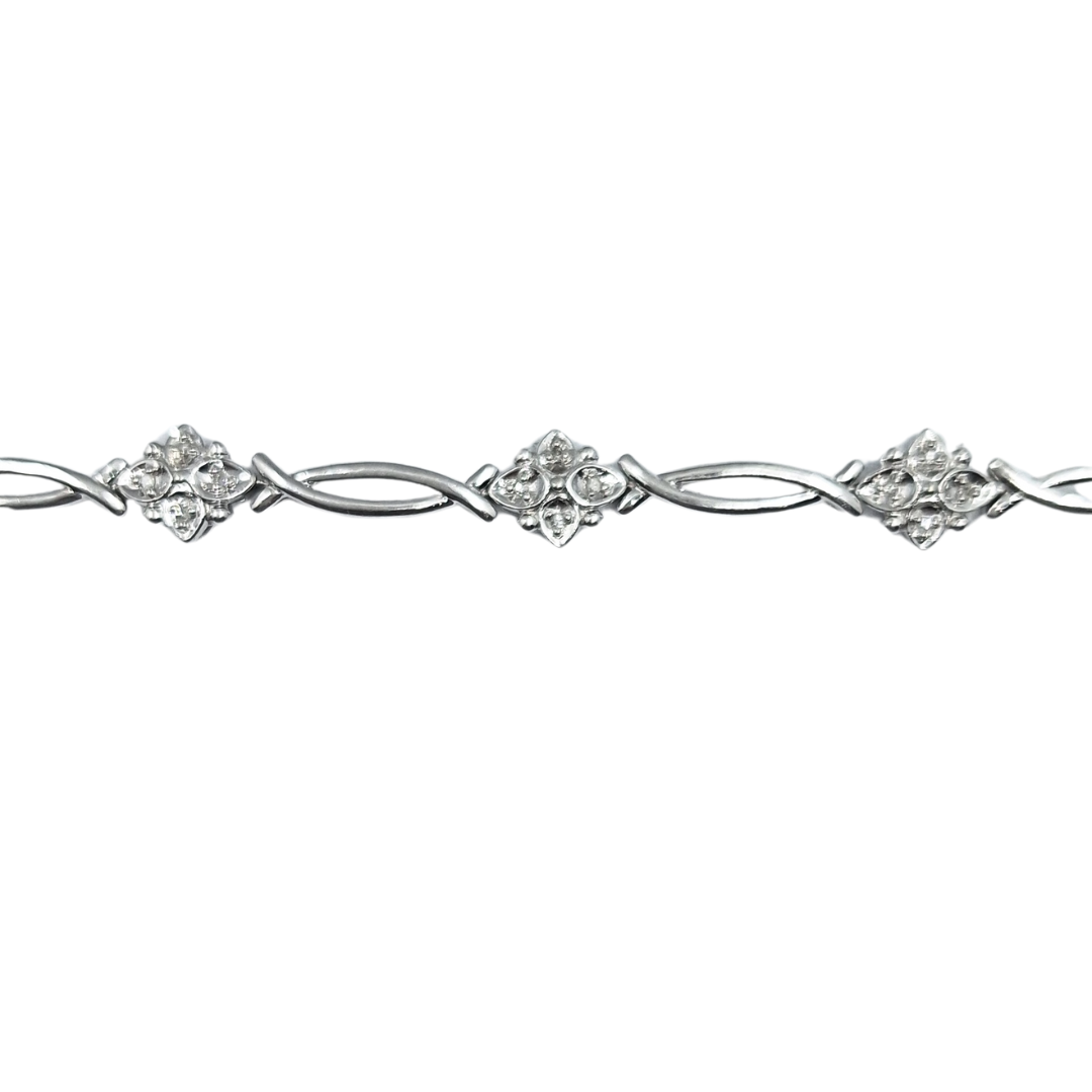 9ct White Gold Diamond Bracelet 7.5"