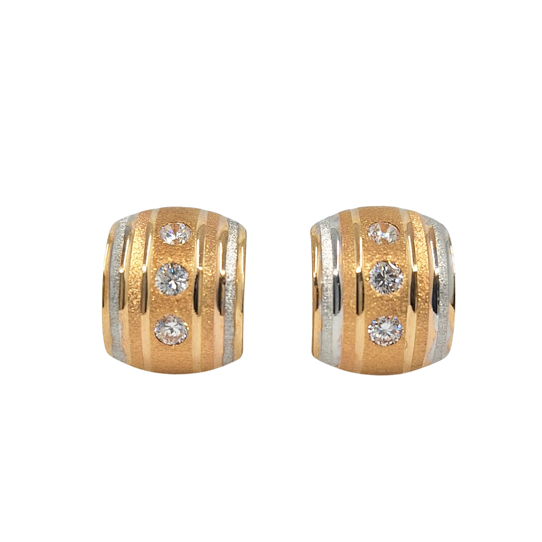 18ct Yellow & White Gold CZ Earring & Necklace Set