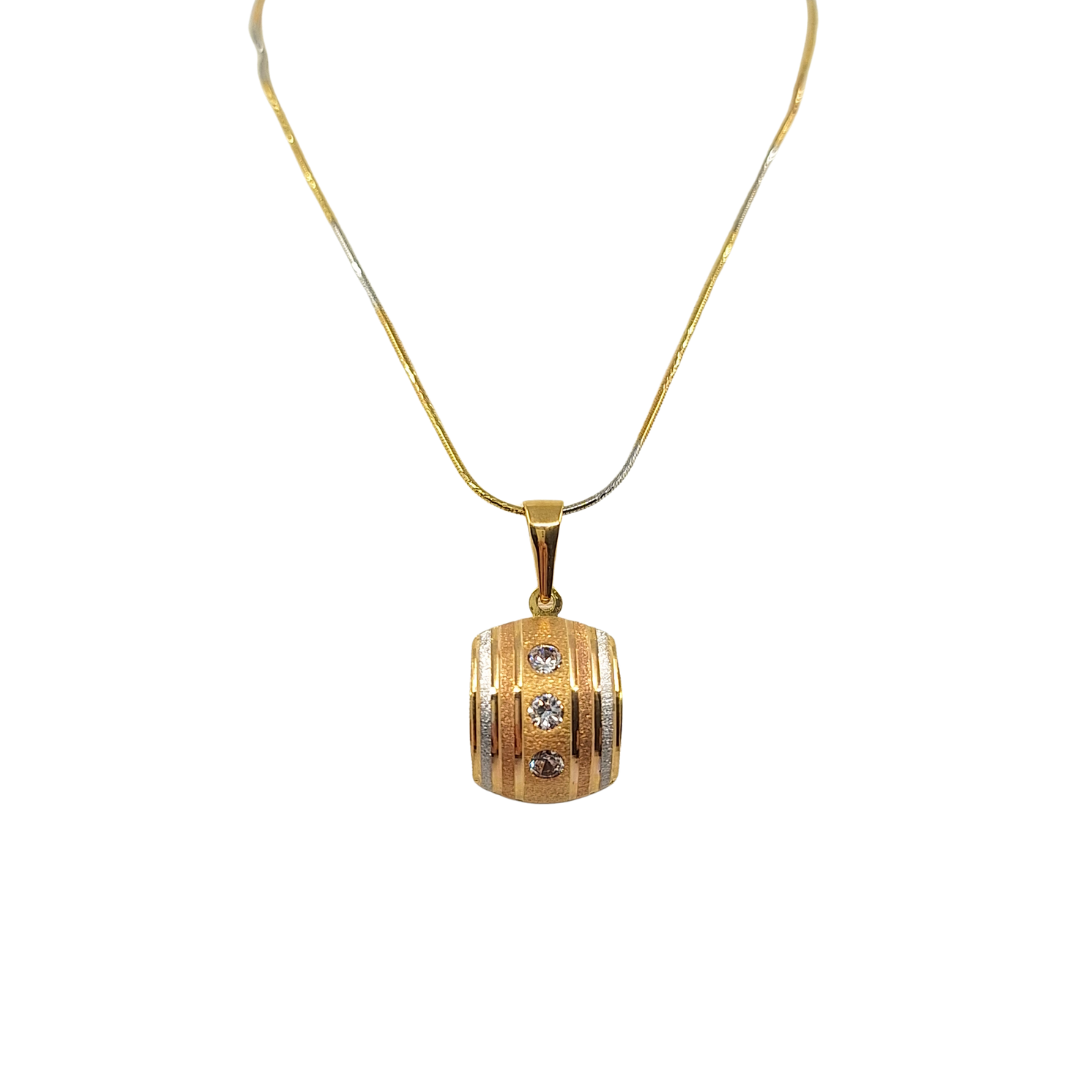 18ct Yellow & White Gold CZ Earring & Necklace Set