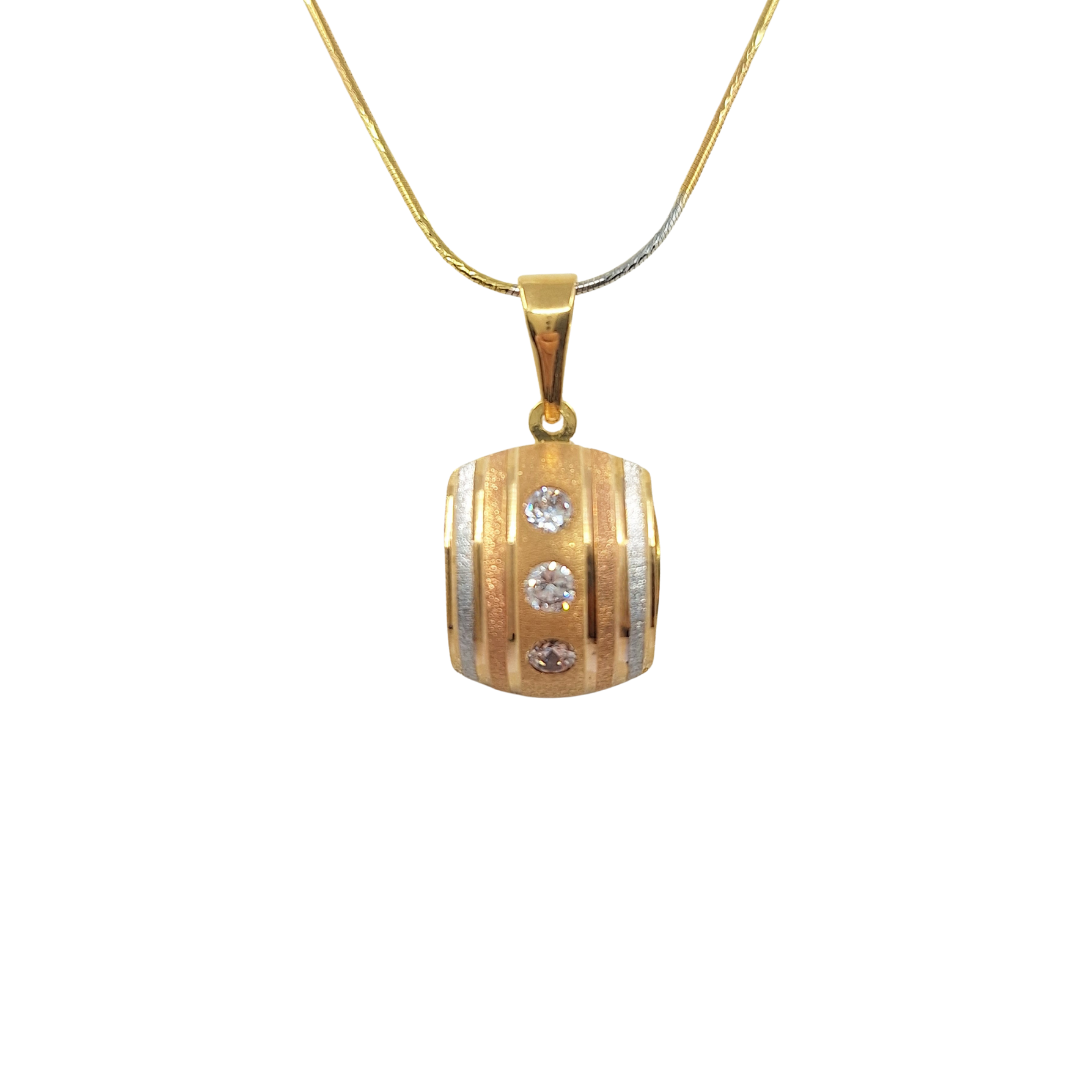 18ct Yellow & White Gold CZ Earring & Necklace Set