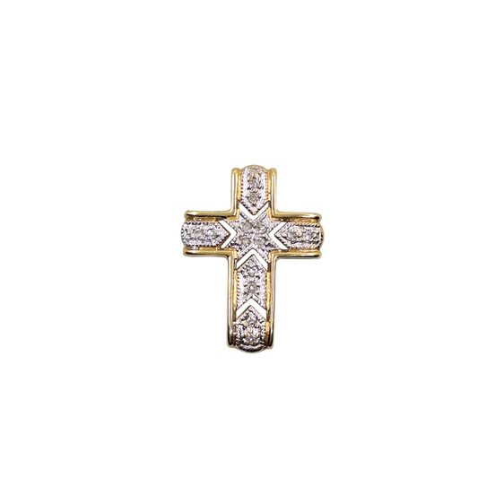 9ct Yellow Gold Diamond Cross Pendant