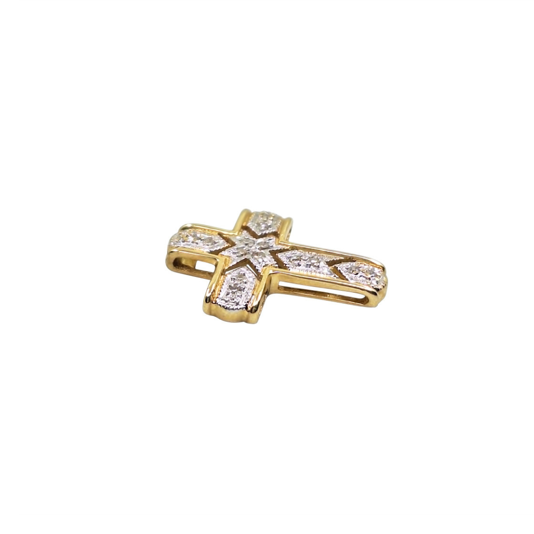 9ct Yellow Gold Diamond Cross Pendant