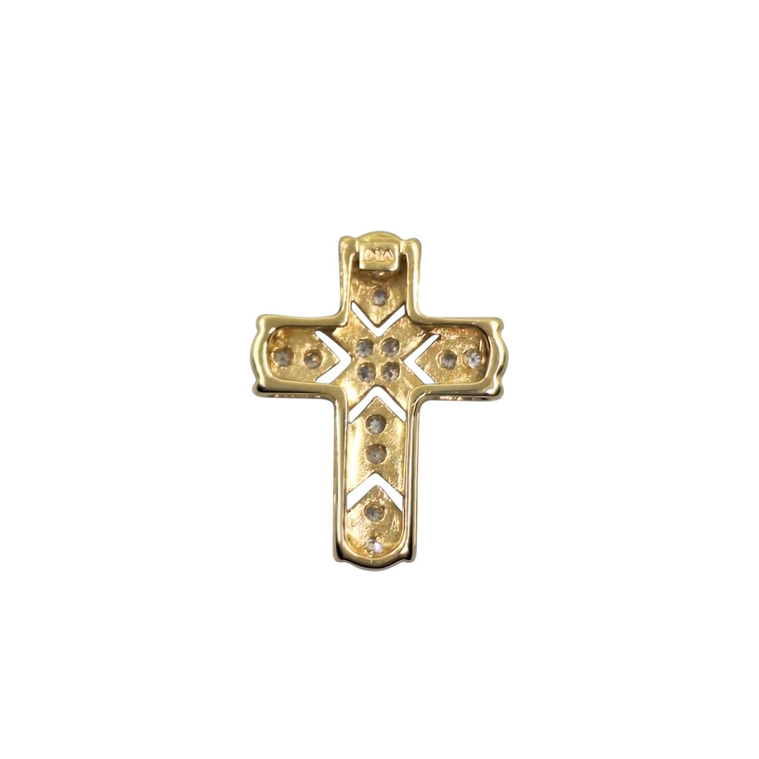 9ct Yellow Gold Diamond Cross Pendant