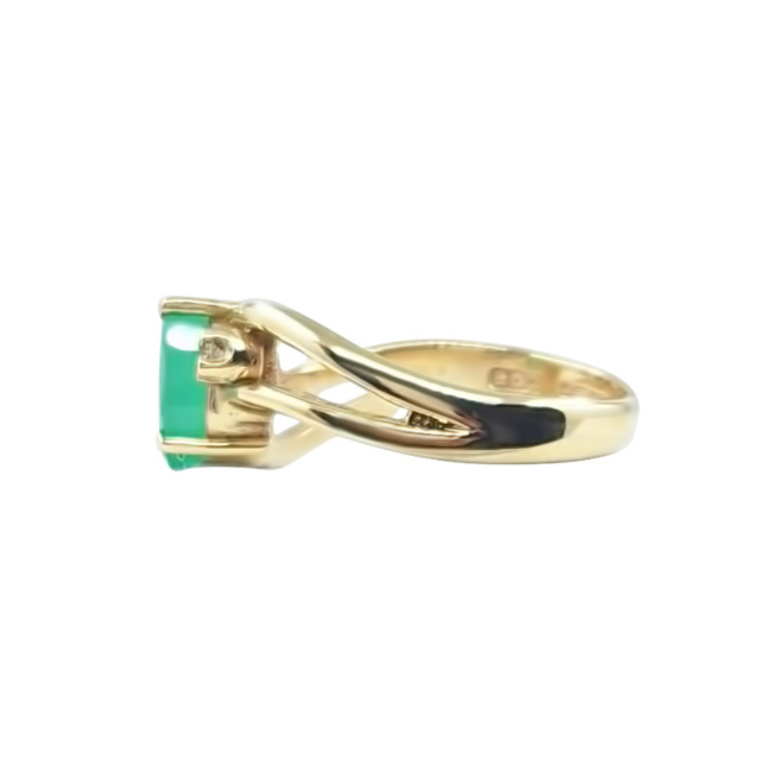 9ct Yellow Gold Emerald & Diamond Swirl Ring
