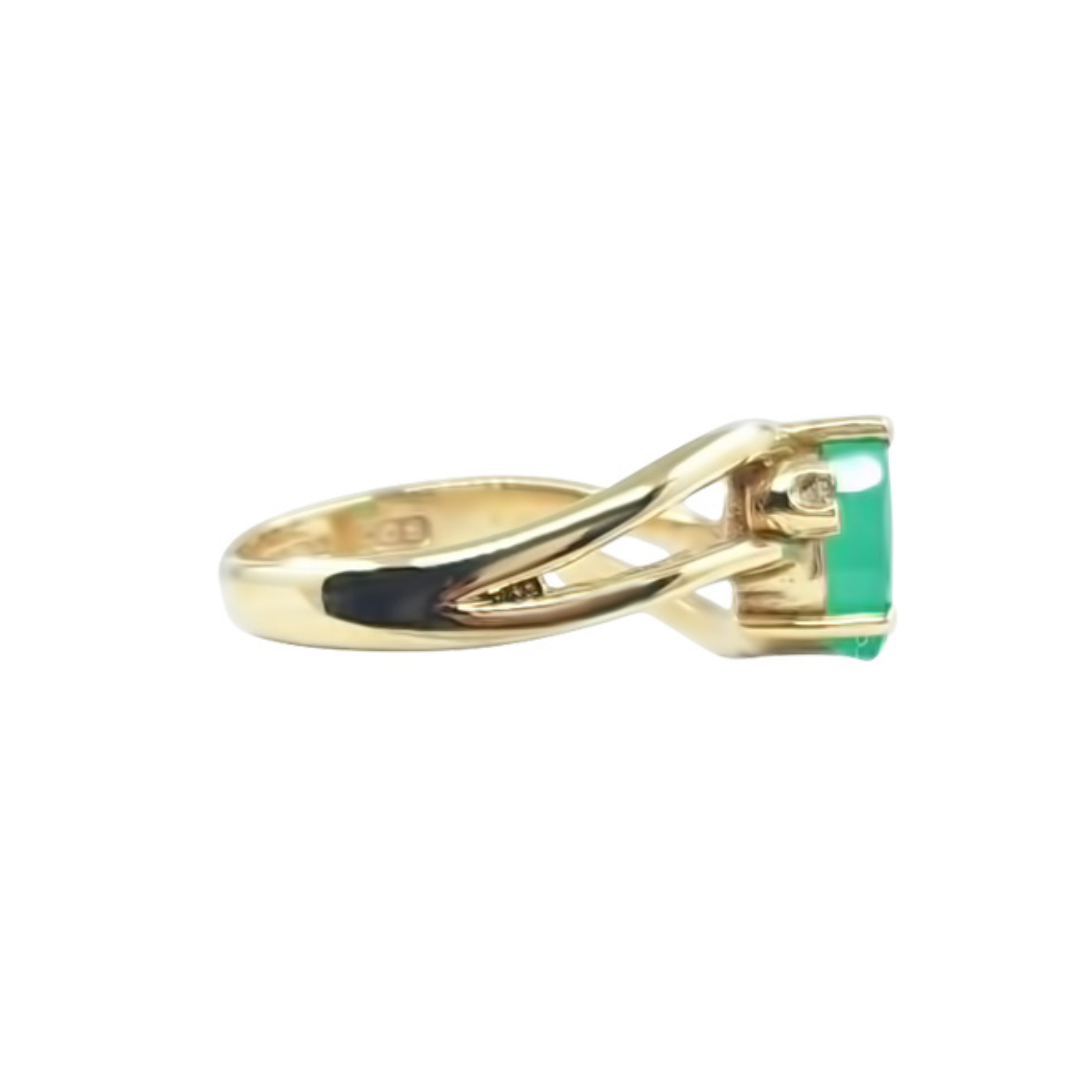 9ct Yellow Gold Emerald & Diamond Swirl Ring