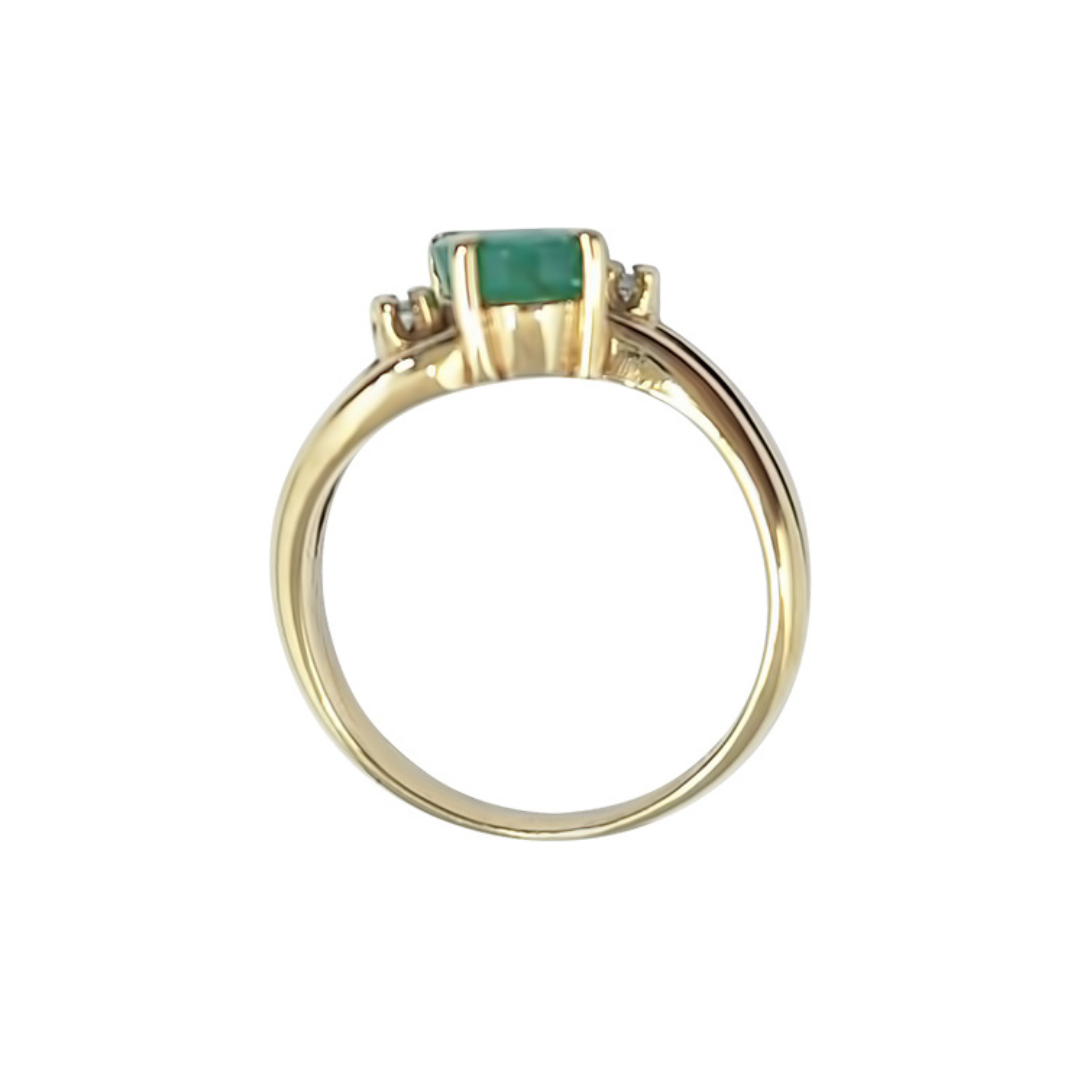 9ct Yellow Gold Emerald & Diamond Swirl Ring