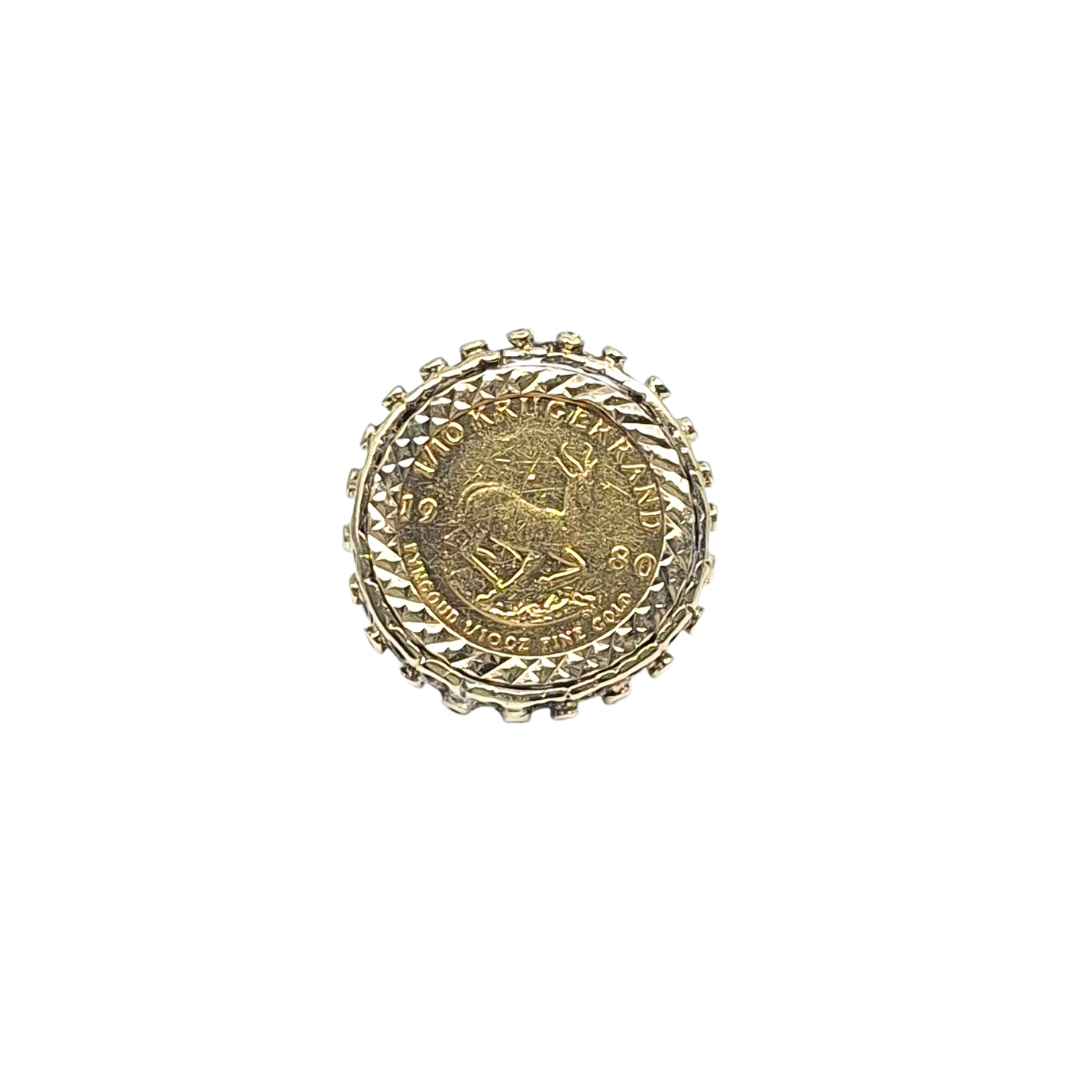 9ct Yellow Gold 1/10 Krugerrand Coin Ring