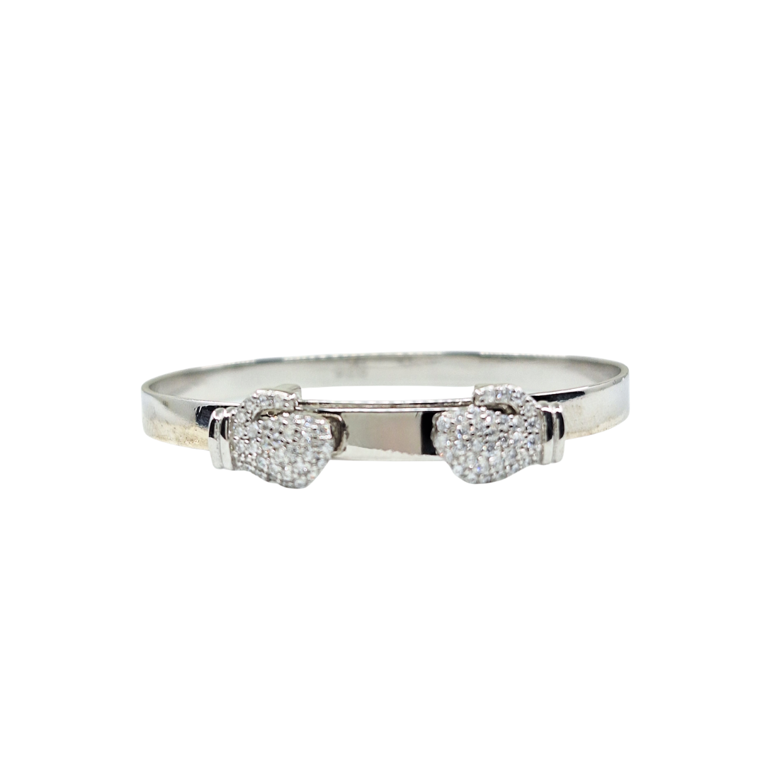 Silver Cubic Zirconia Boxing Glove Baby Bangle