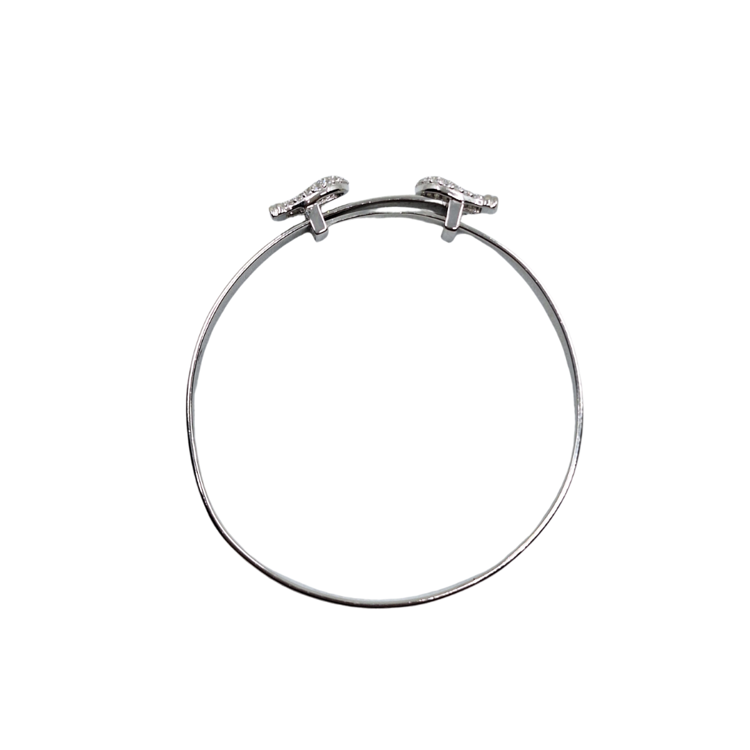 Silver Cubic Zirconia Boxing Glove Baby Bangle
