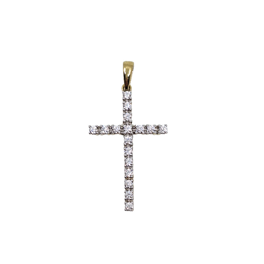 9ct Yellow Gold Cubic Zirconia Cross Pendant