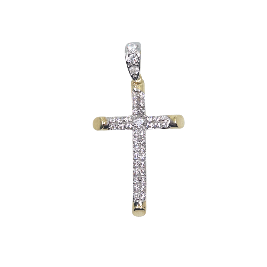9ct Yellow Gold Cubic Zirconia Cross