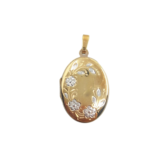 9ct Yellow Gold Engraved Oval Locket