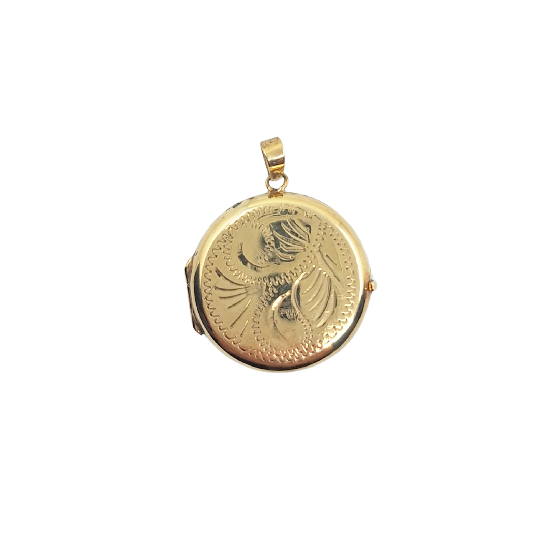 9ct Yellow Gold Round Engraved Locket