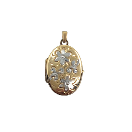 9ct Yellow Gold Oval Flower Locket