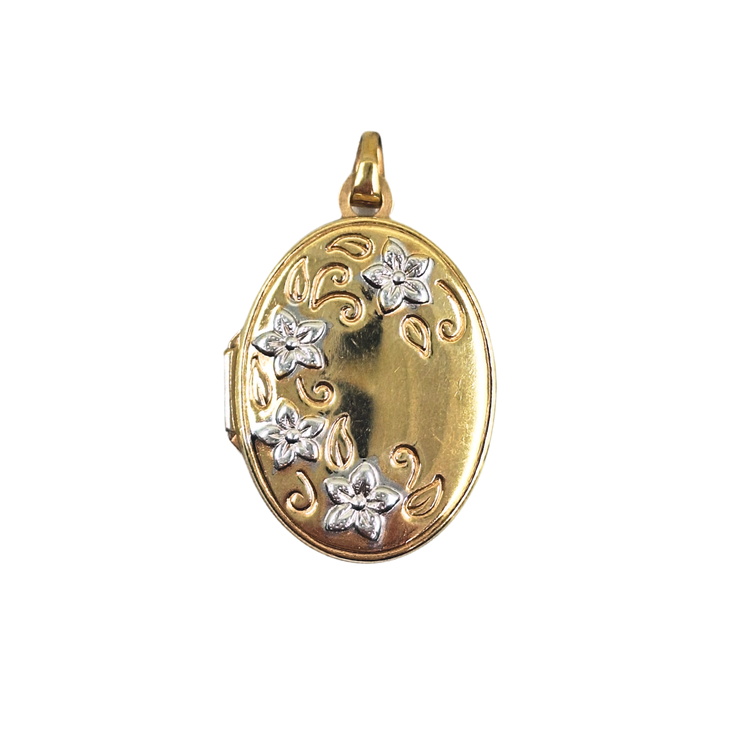 9ct Yellow Gold Flower Locket Pendant