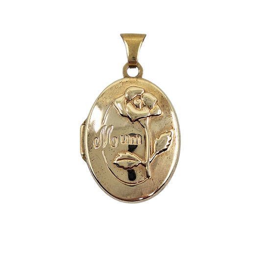 9ct Yellow Gold Mum Flower Locket Pendant