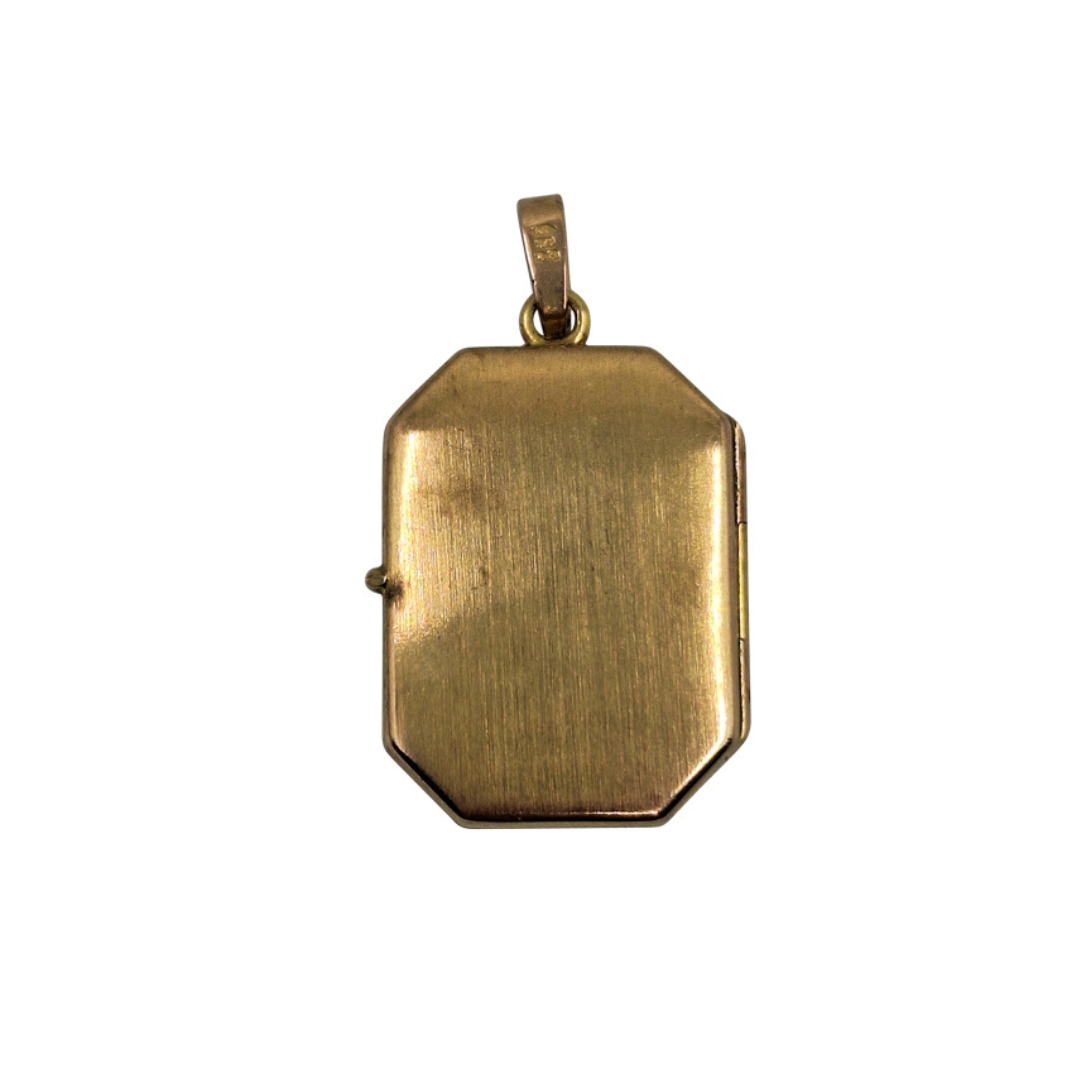 9ct Yellow Gold Engraved Octagonal Locket Pendant