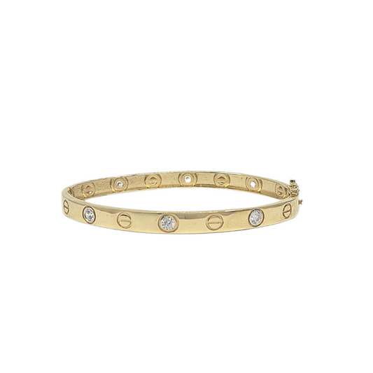 9ct Yellow Gold CZ Bangle