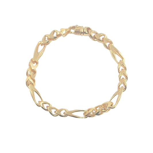 9ct Yellow Gold Figaro Bracelet 7.5"