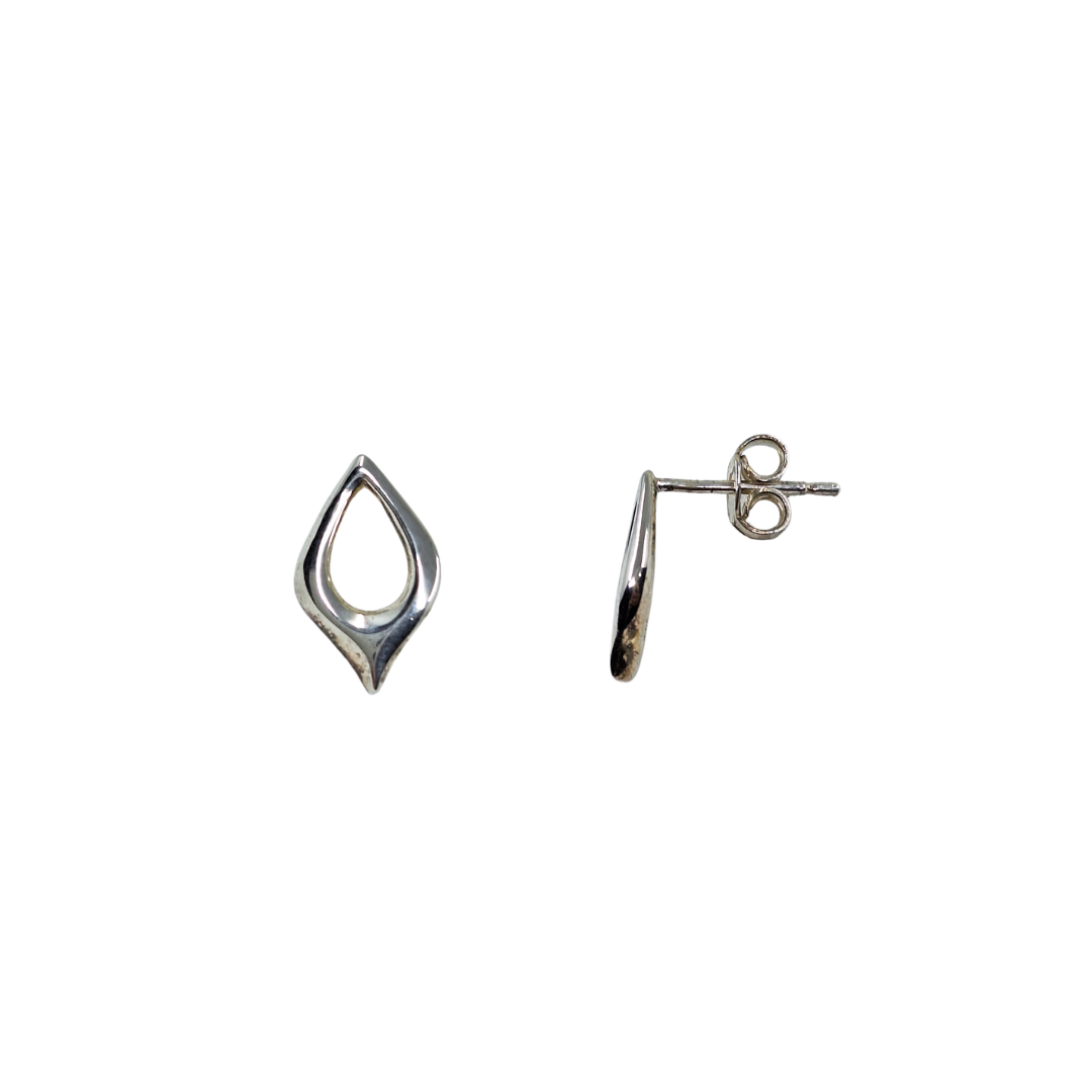 Silver Open Design Stud Earrings
