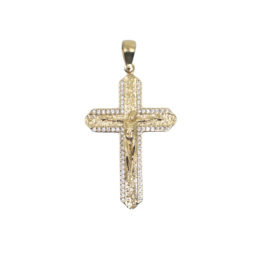 9ct Yellow Gold Cubic Zirconia Crucifix