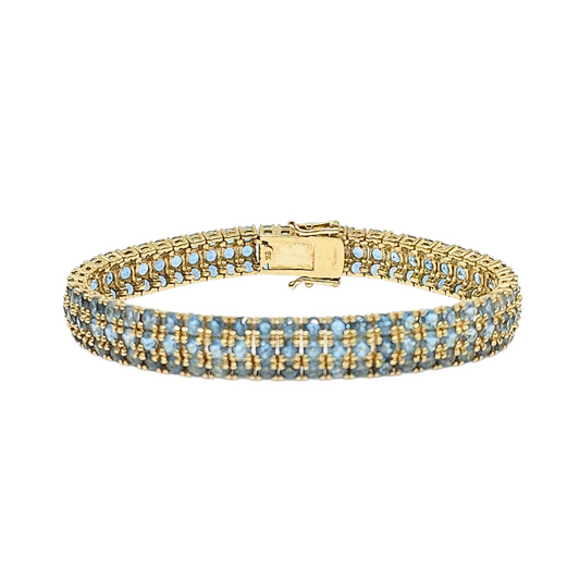 9ct Yellow Gold Blue Topaz Bracelet