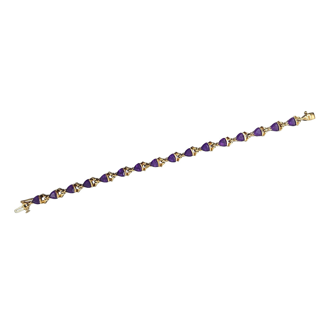 9ct Yellow Gold Amethyst Bracelet 7"