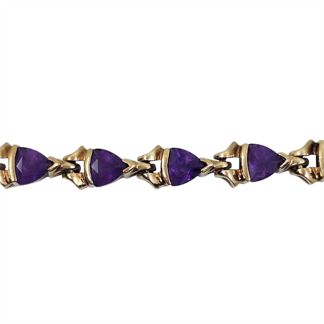 9ct Yellow Gold Amethyst Bracelet 7"