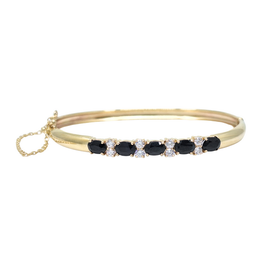 9ct Yellow Gold Stone Set Bangle