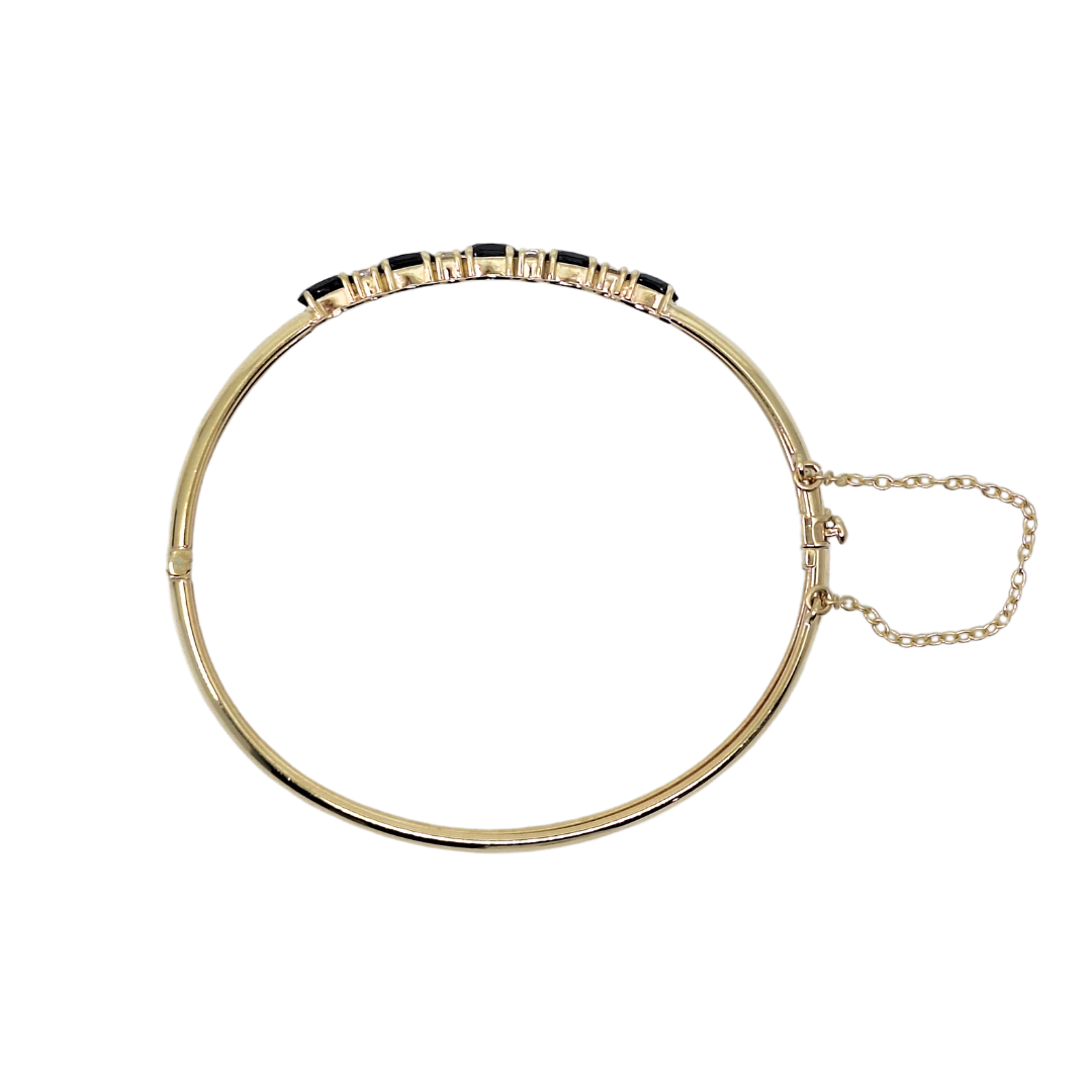 9ct Yellow Gold Stone Set Bangle