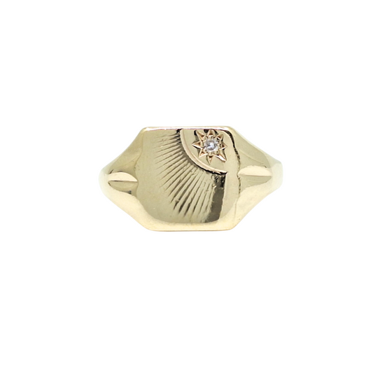 9ct Yellow Gold Diamond Set Signet Ring