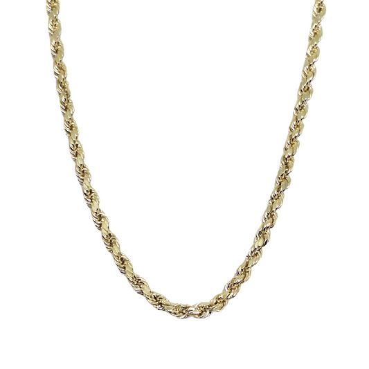 9ct Yellow Gold Hollow Rope Chain 20"