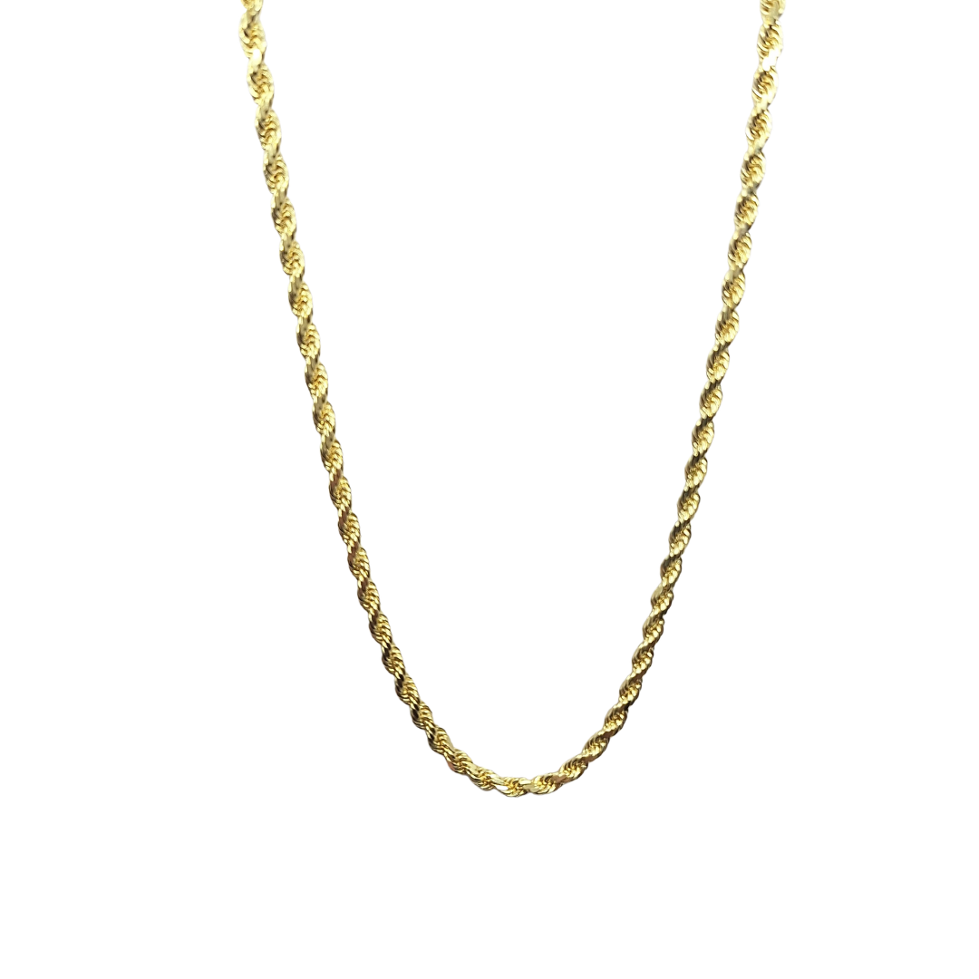9ct Yellow Gold Semi-Solid Rope Chain 20"
