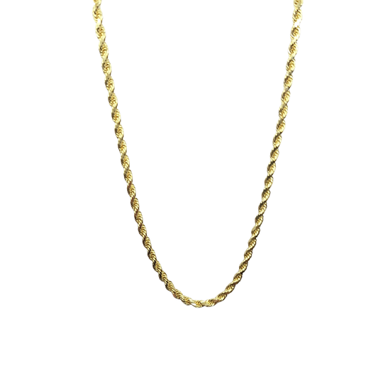 9ct Yellow Gold Semi-Solid Rope Chain 20"