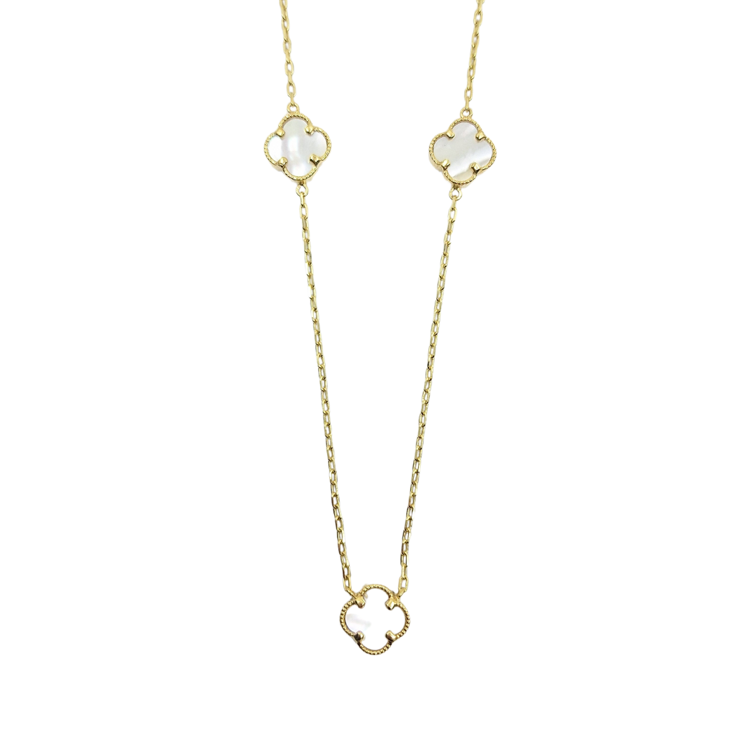 9ct Yellow Gold Mother Of Pearl Clover Necklace